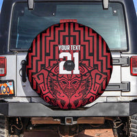 Custom Basketball New Zealand Spare Tire Cover Red Maori Ta Moko Indigenous - Polynesian Pride