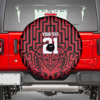Custom Basketball New Zealand Spare Tire Cover Red Maori Ta Moko Indigenous - Polynesian Pride