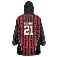 Custom Basketball New Zealand Wearable Blanket Hoodie Red Maori Ta Moko Indigenous - Polynesian Pride
