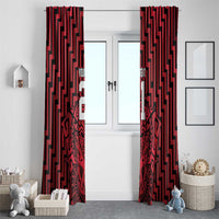 Custom Basketball New Zealand Window Curtain Red Maori Ta Moko Indigenous - Polynesian Pride