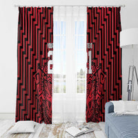 Custom Basketball New Zealand Window Curtain Red Maori Ta Moko Indigenous - Polynesian Pride