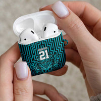 Custom Basketball New Zealand AirPods Case Teal Maori Ta Moko Indigenous LT9 - Polynesian Pride
