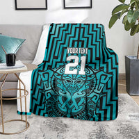 Custom Basketball New Zealand Blanket Teal Maori Ta Moko Indigenous - Polynesian Pride
