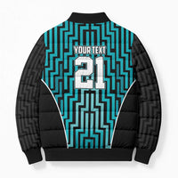 Custom Basketball New Zealand Bomber Puffer Jacket Teal Maori Ta Moko Indigenous - Polynesian Pride