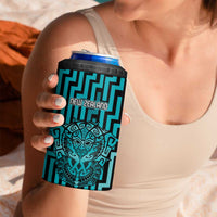 Custom Basketball New Zealand 4 in 1 Can Cooler Tumbler Teal Maori Ta Moko Indigenous - Polynesian Pride