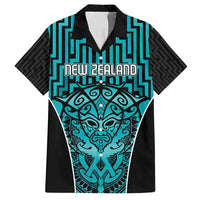 Custom Basketball New Zealand Family Matching Puletasi and Hawaiian Shirt Teal Maori Ta Moko Indigenous - Polynesian Pride