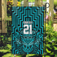 Custom Basketball New Zealand Garden Flag Teal Maori Ta Moko Indigenous - Polynesian Pride
