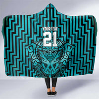 Custom Basketball New Zealand Hooded Blanket Teal Maori Ta Moko Indigenous - Polynesian Pride