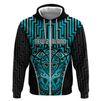 Custom Basketball New Zealand Hoodie Teal Maori Ta Moko Indigenous - Polynesian Pride