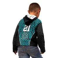 Custom Basketball New Zealand Kid Hoodie Teal Maori Ta Moko Indigenous - Polynesian Pride