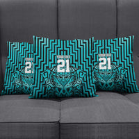 Custom Basketball New Zealand Pillow Cover Teal Maori Ta Moko Indigenous - Polynesian Pride