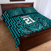Custom Basketball New Zealand Quilt Bed Set Teal Maori Ta Moko Indigenous - Polynesian Pride