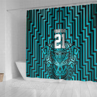 Custom Basketball New Zealand Shower Curtain Teal Maori Ta Moko Indigenous - Polynesian Pride
