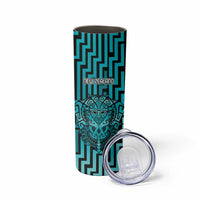 Custom Basketball New Zealand Skinny Tumbler Teal Maori Ta Moko Indigenous - Polynesian Pride