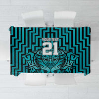 Custom Basketball New Zealand Tablecloth Teal Maori Ta Moko Indigenous - Polynesian Pride