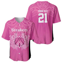 New Zealand Custom Baseball Jersey Fire Basketball Maori Tribal Pink - Polynesian Pride