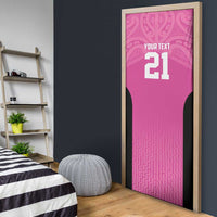 New Zealand Custom Door Cover Fire Basketball Maori Tribal Pink - Polynesian Pride