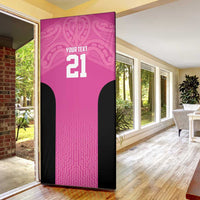 New Zealand Custom Door Cover Fire Basketball Maori Tribal Pink - Polynesian Pride