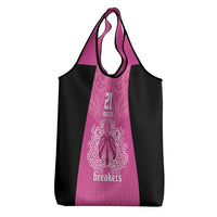 New Zealand Custom Grocery Bag Fire Basketball Maori Tribal Pink - Polynesian Pride