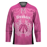 New Zealand Custom Hockey Jersey Fire Basketball Maori Tribal Pink - Polynesian Pride