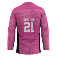 New Zealand Custom Hockey Jersey Fire Basketball Maori Tribal Pink - Polynesian Pride