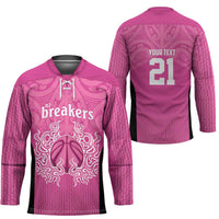 New Zealand Custom Hockey Jersey Fire Basketball Maori Tribal Pink - Polynesian Pride