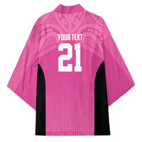New Zealand Custom Kimono Fire Basketball Maori Tribal Pink - Polynesian Pride