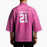 New Zealand Custom Kimono Fire Basketball Maori Tribal Pink - Polynesian Pride