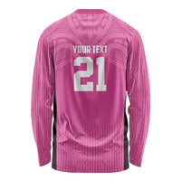 New Zealand Custom Long Sleeve Shirt Fire Basketball Maori Tribal Pink - Polynesian Pride