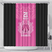New Zealand Custom Shower Curtain Fire Basketball Maori Tribal Pink - Polynesian Pride