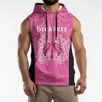 New Zealand Custom Sleeveless Hoodie Fire Basketball Maori Tribal Pink - Polynesian Pride