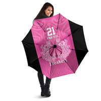 New Zealand Custom Umbrella Fire Basketball Maori Tribal Pink - Polynesian Pride