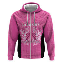 New Zealand Custom Zip Hoodie Fire Basketball Maori Tribal Pink - Polynesian Pride