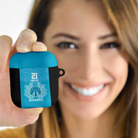 New Zealand Custom AirPods Case Fire Basketball Maori Tribal Sky Blue LT9 Blue - Polynesian Pride