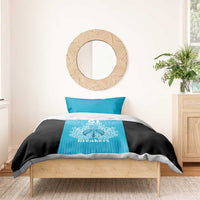 New Zealand Custom Bedding Set Fire Basketball Maori Tribal Sky Blue - Polynesian Pride