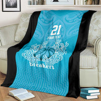 New Zealand Custom Blanket Fire Basketball Maori Tribal Sky Blue - Polynesian Pride