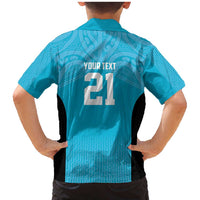 New Zealand Custom Family Matching Mermaid Dress and Hawaiian Shirt Fire Basketball Maori Tribal Sky Blue - Polynesian Pride