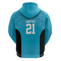 New Zealand Custom Hoodie Fire Basketball Maori Tribal Sky Blue - Polynesian Pride