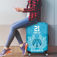 New Zealand Custom Luggage Cover Fire Basketball Maori Tribal Sky Blue - Polynesian Pride