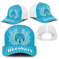 New Zealand Mesh Trucker Cap Fire Basketball Maori Tribal Sky Blue - Polynesian Pride