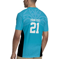 New Zealand Custom Rugby Jersey Fire Basketball Maori Tribal Sky Blue - Polynesian Pride