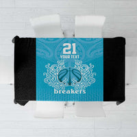 New Zealand Custom Tablecloth Fire Basketball Maori Tribal Sky Blue - Polynesian Pride