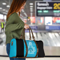 New Zealand Custom Travel Bag Fire Basketball Maori Tribal Sky Blue - Polynesian Pride