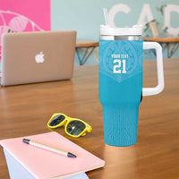New Zealand Custom Tumbler With Handle Fire Basketball Maori Tribal Sky Blue LT9 - Polynesian Pride