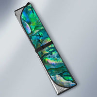 Custom New Zealand Aotearoa Auto Sun Shade Green Maori Paua Shell Indigenous - Polynesian Pride