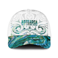 New Zealand Aotearoa Baseball Net Cap Green Maori Papua Shell Indigenous LT9 One Size White Green - Polynesian Pride