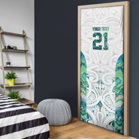 Custom New Zealand Aotearoa Door Cover Green Maori Paua Shell Indigenous - Polynesian Pride