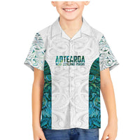 Custom New Zealand Aotearoa Family Matching Mermaid Dress and Hawaiian Shirt Green Maori Paua Shell Indigenous - Polynesian Pride
