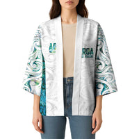 Custom New Zealand Aotearoa Kimono Green Maori Paua Shell Indigenous LT9 - Polynesian Pride