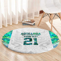 Custom New Zealand Aotearoa Round Carpet Green Maori Paua Shell Indigenous - Polynesian Pride